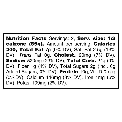 BuffaloChickenDeliCalzone,6oz 7 BuffaloChickenDeliCalzone,6oz