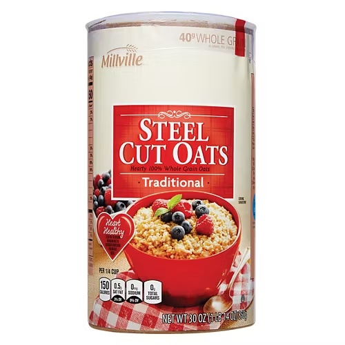 TraditionalSteelCutOatsCanister,30oz
