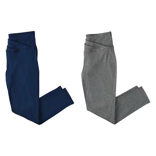 2PackLadiesCapriLeggings-Gray/Blue,L