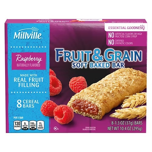 RaspberryFruitandGrainCerealBars,8count