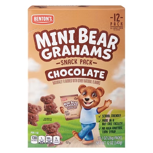 MiniBearChocolateGrahamsSnackPacks,12oz